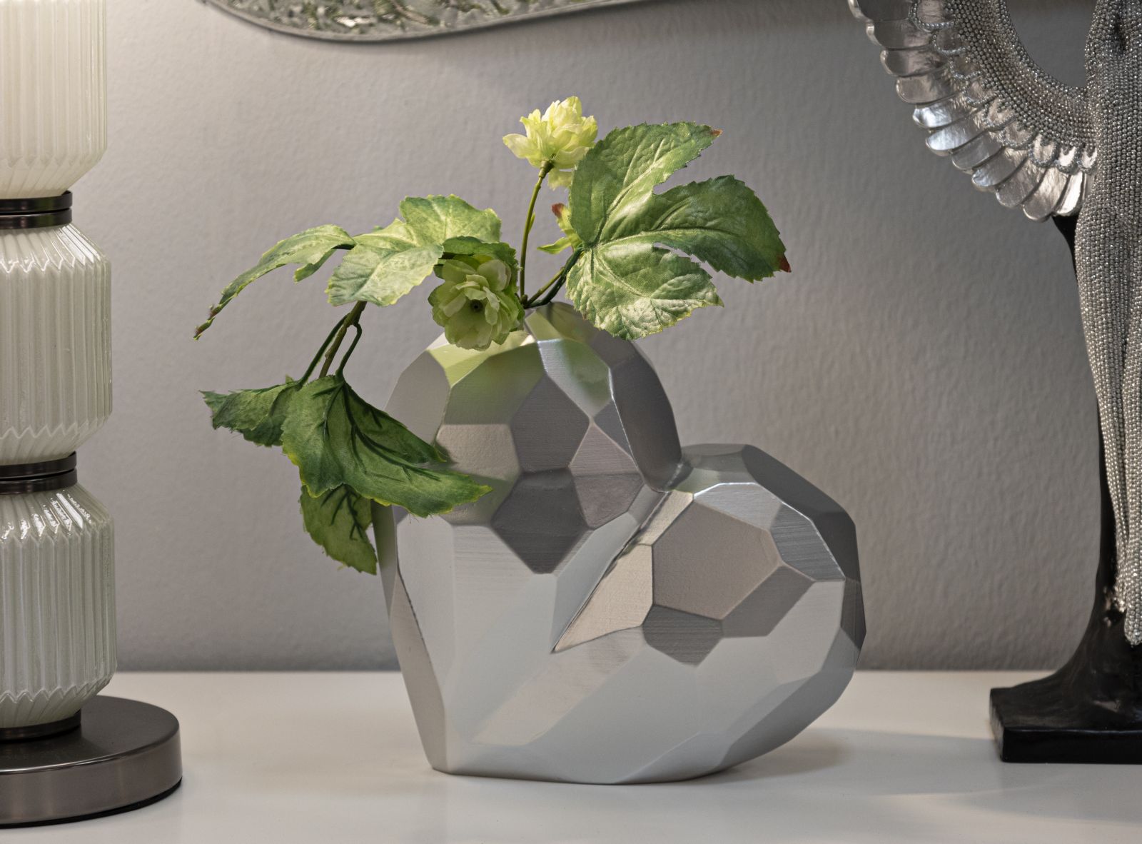 Vaso Heart Silver Cm 19X9X18 Elegante e Moderno