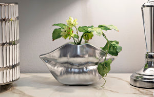 Vaso Mouth Lip Silver Cm 23X8X12 Design Unico e Elegante