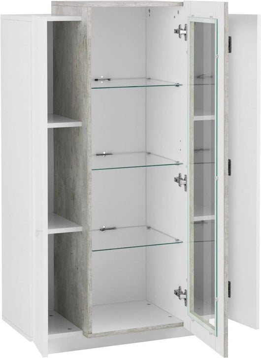 Vetrina Moderna Bianco Lucido - Cemento CORO