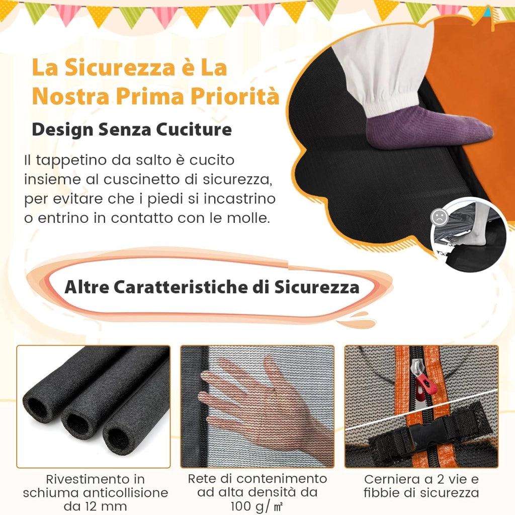 Trampolino per Bambini Rettangolare, Tappeto Elastico da Esterno ed Interno per Bambini da 190CM con Altalena e Rete di Sicurezza per Bambini più di 3 Anni, Portata 100kg