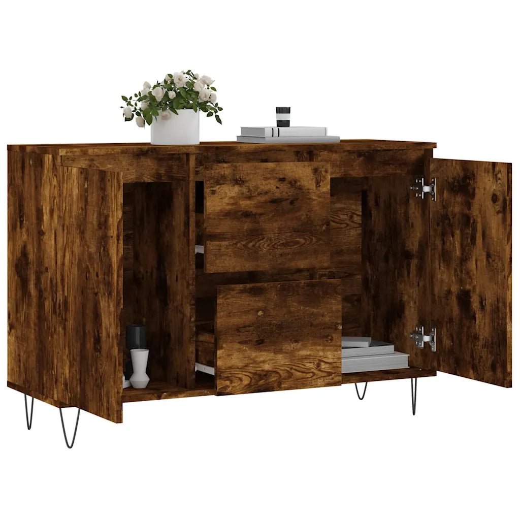 Credenza Rovere Fumo 101,5x35x70 cm in Legno Multistrato 827209