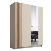 Armadio VARIA 150 cm cachemire e quercia con specchio e porte scorrevoli