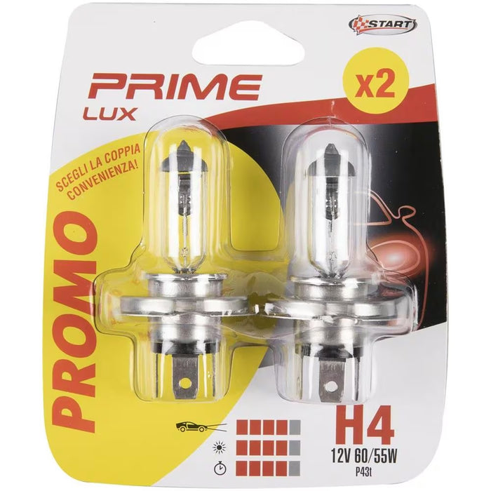 SET 2 LAMPADINE PRIME LUX H4 12V 60/55W P43T.