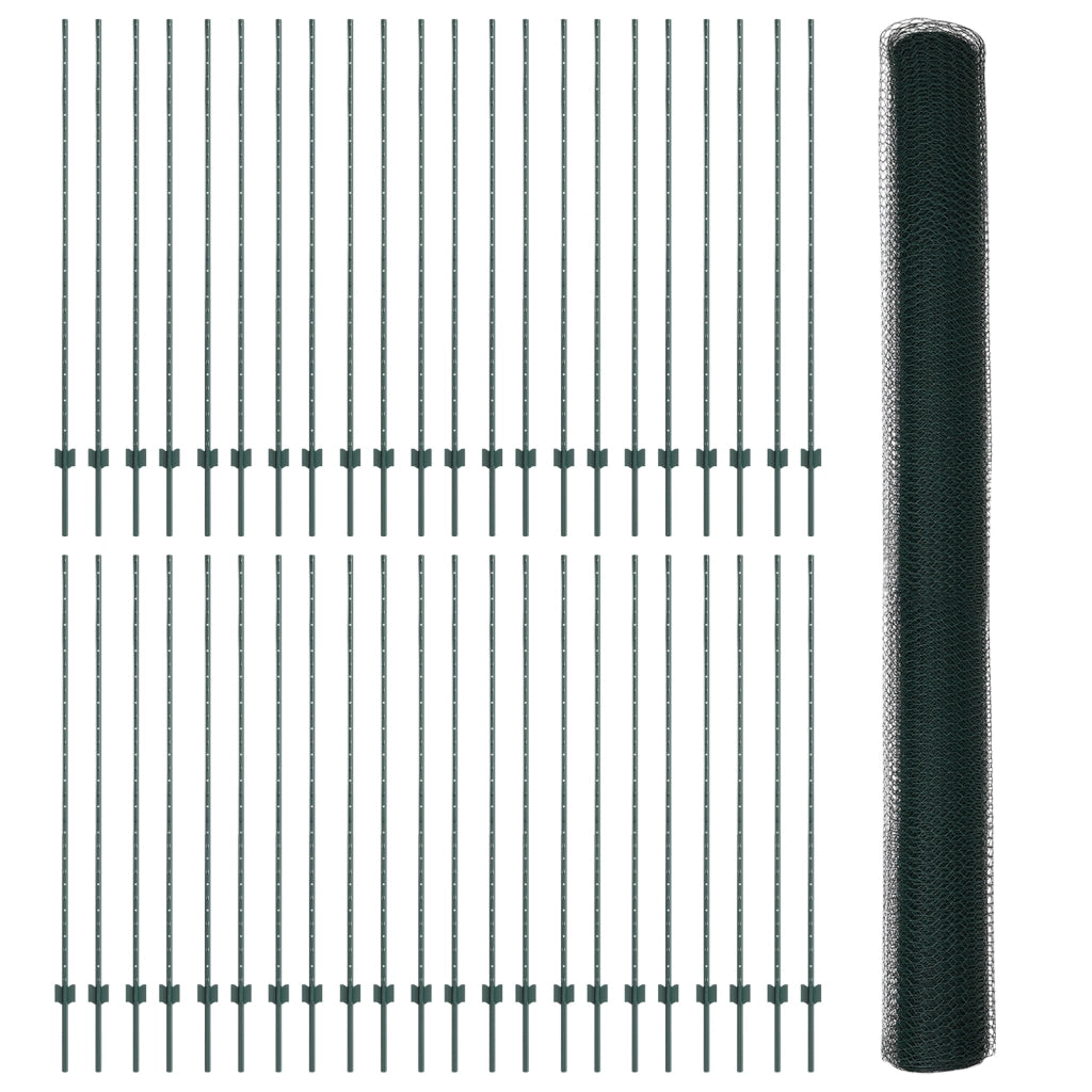 Posti per Recinzione  11 pcs U-Channel Verde 150 cm Acciaio