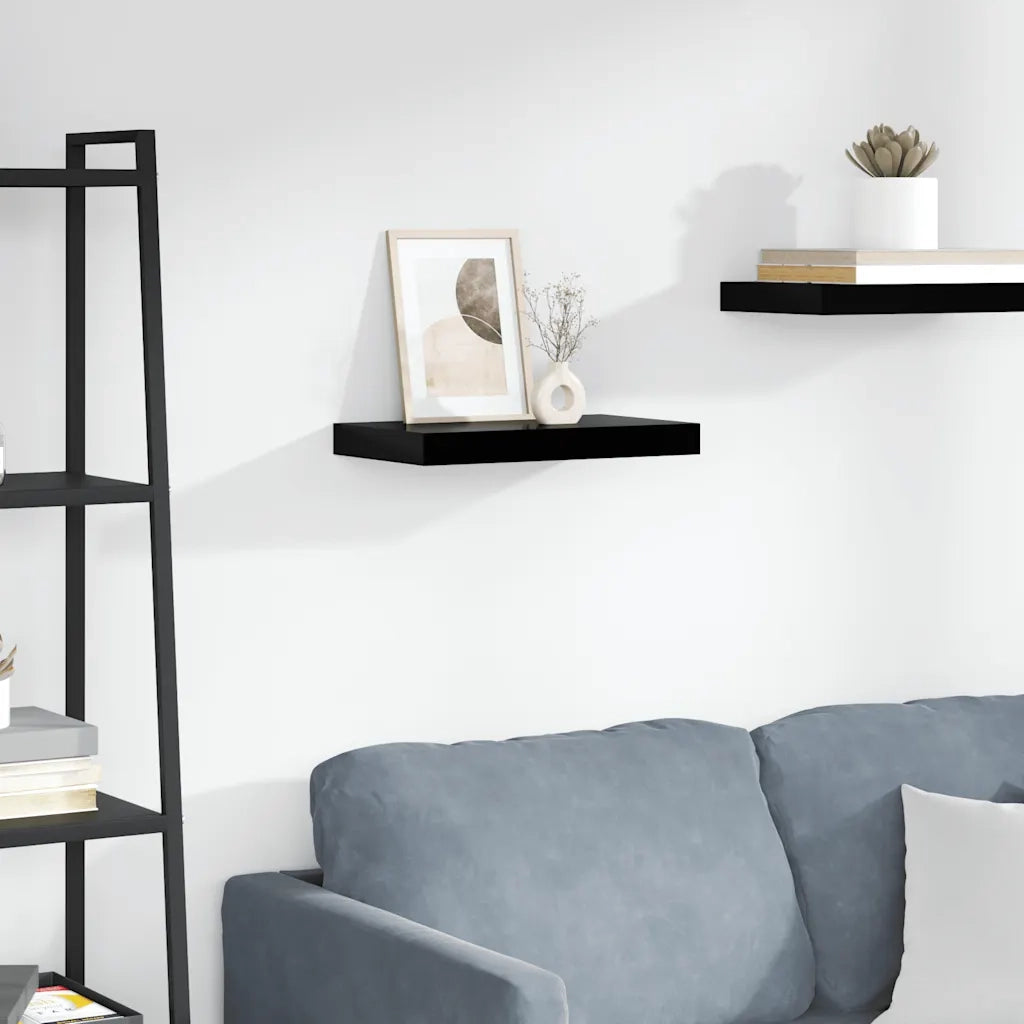 Scaffale a Parete Nero Lucido 40x23x3,8 cm in MDF cod mxl 72001