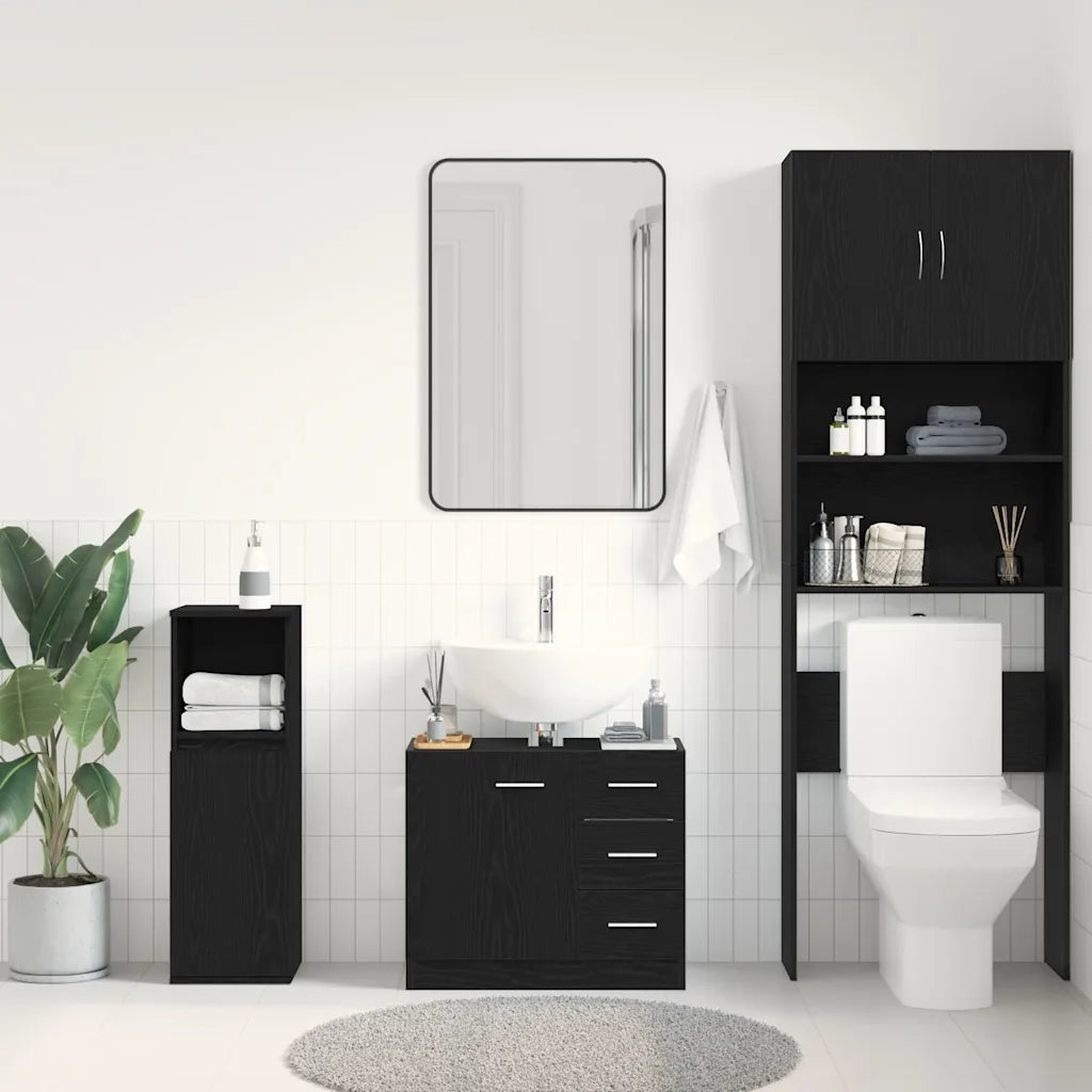Mobile Lavabo Rovere Nero 63x30x54 cm in Legno Multistrato 862022