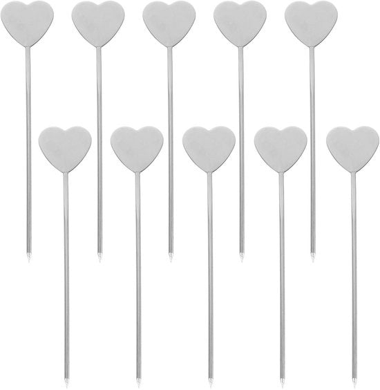Punzoni per Cocktail rotondi in acciaio inossidabile 11,9 cm - Reutilizzabili - Forma a cuore - Sticks per cibi - Adatti per feste - Pizzichi per cocktail