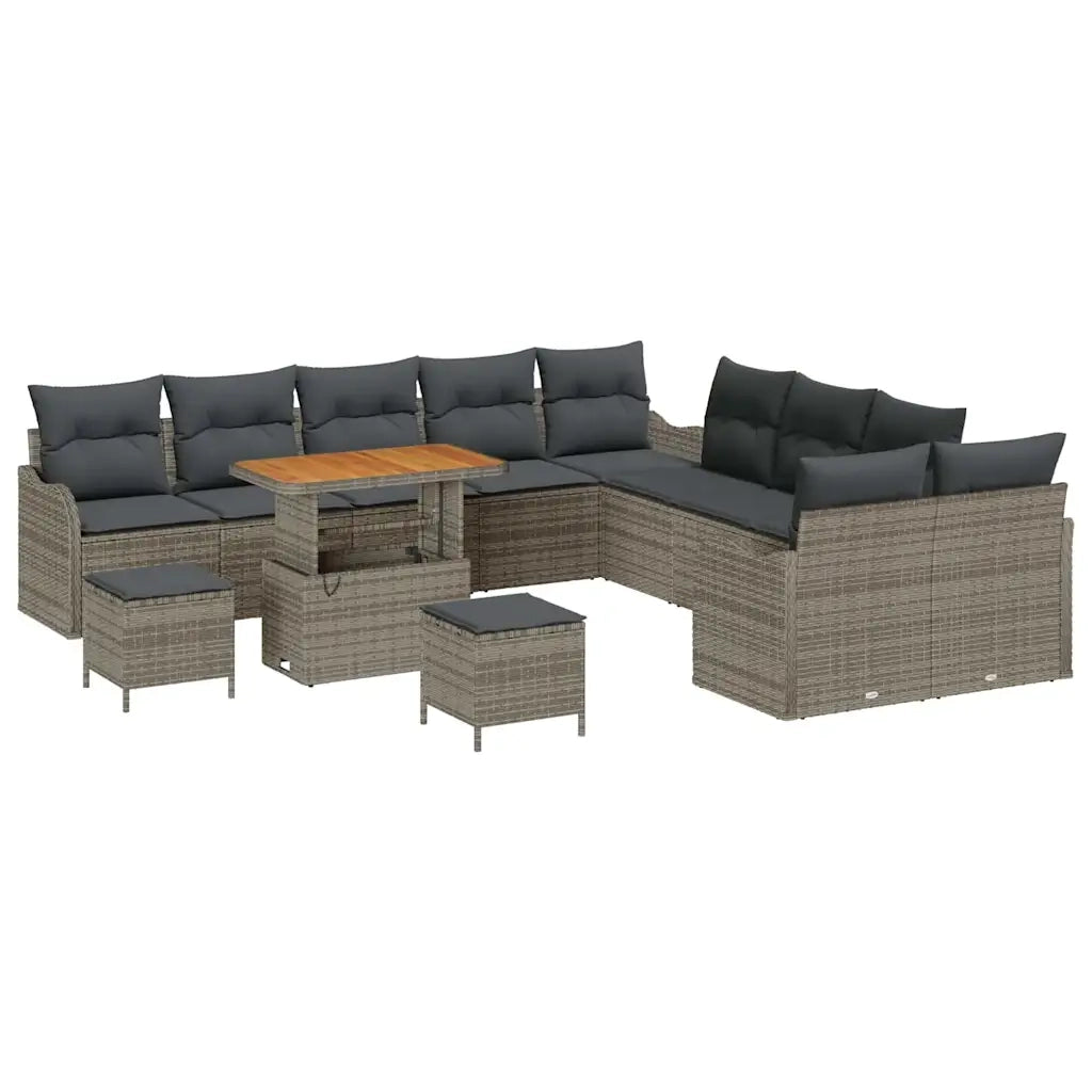 Set Divano da Giardino con cuscino 13 pcs Grigio polyrattan 3362328