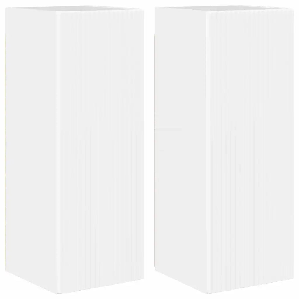 Mobile TV da parete 2 pz-Set di 2 Mobile TV a Muro-Credenza TV Bianco Lucido 30 x 31 x 80 cm