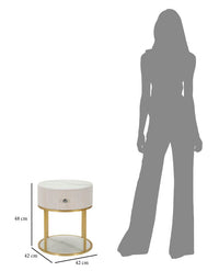 Comodino Montpellier Crema Ø 42x48 cm in Ferro Legno