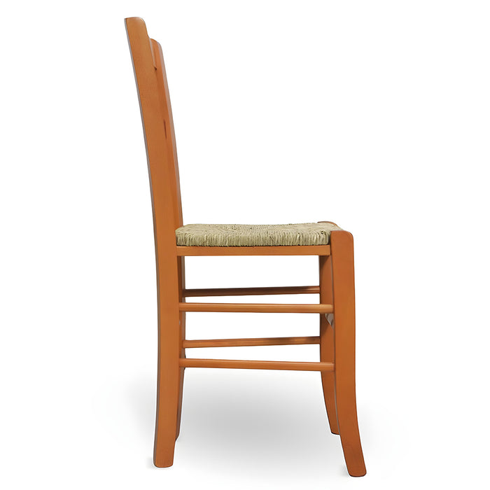 Sedia da sala da pranzo loris in legno in ciliegio con seduta in paglia