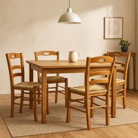 Sedia da sala da pranzo loris in legno in ciliegio con seduta in paglia