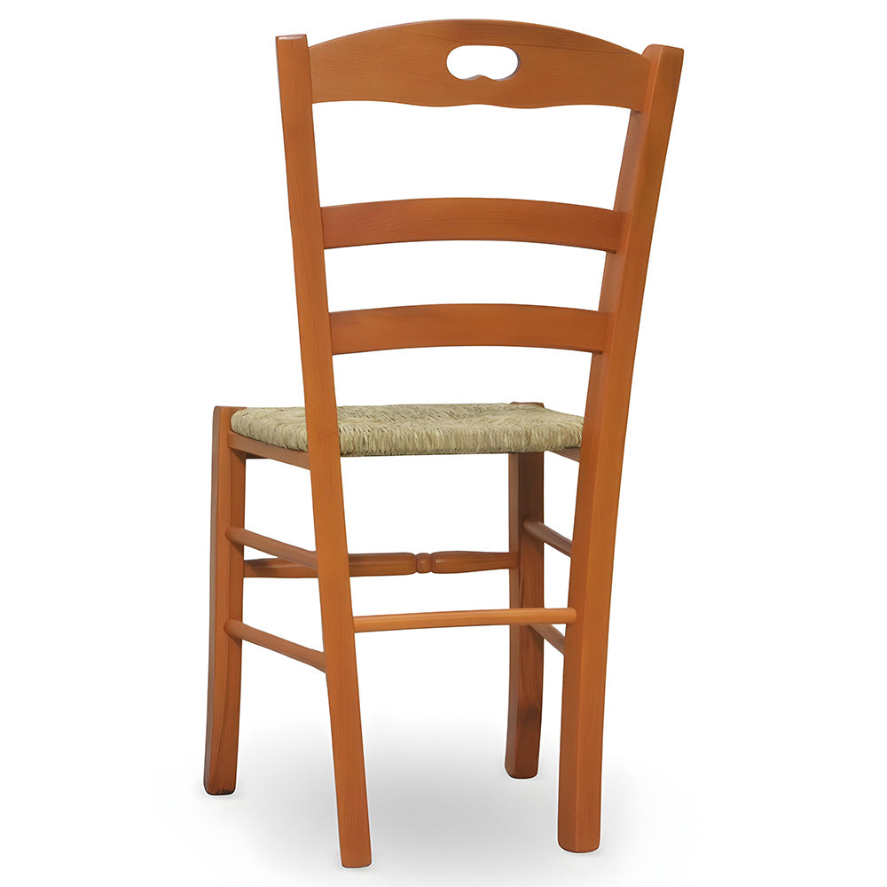 Sedia da sala da pranzo loris in legno in ciliegio con seduta in paglia