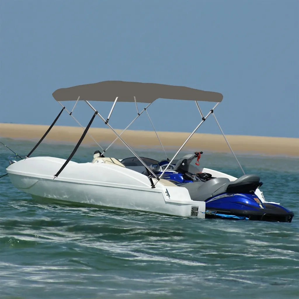 Bimini di Prua con Tendalino 4 Archi Grigio 243x210x137 cm 94808
