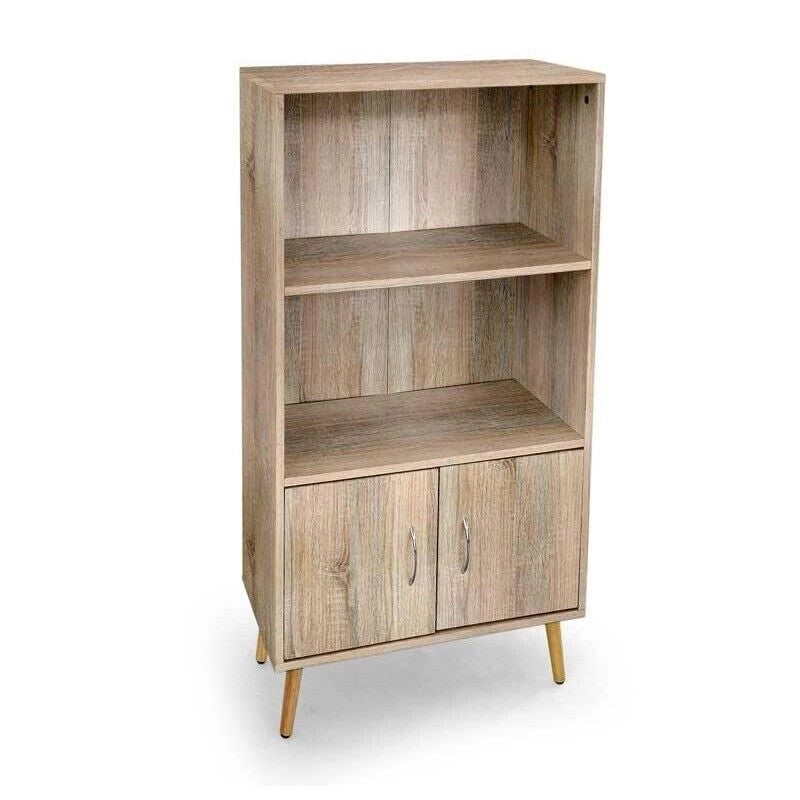 MOBILE DA ARREDO ALTO CON ANTE E 2 RIPIANI APERTI 60X30X115CM COLORE ROVERE