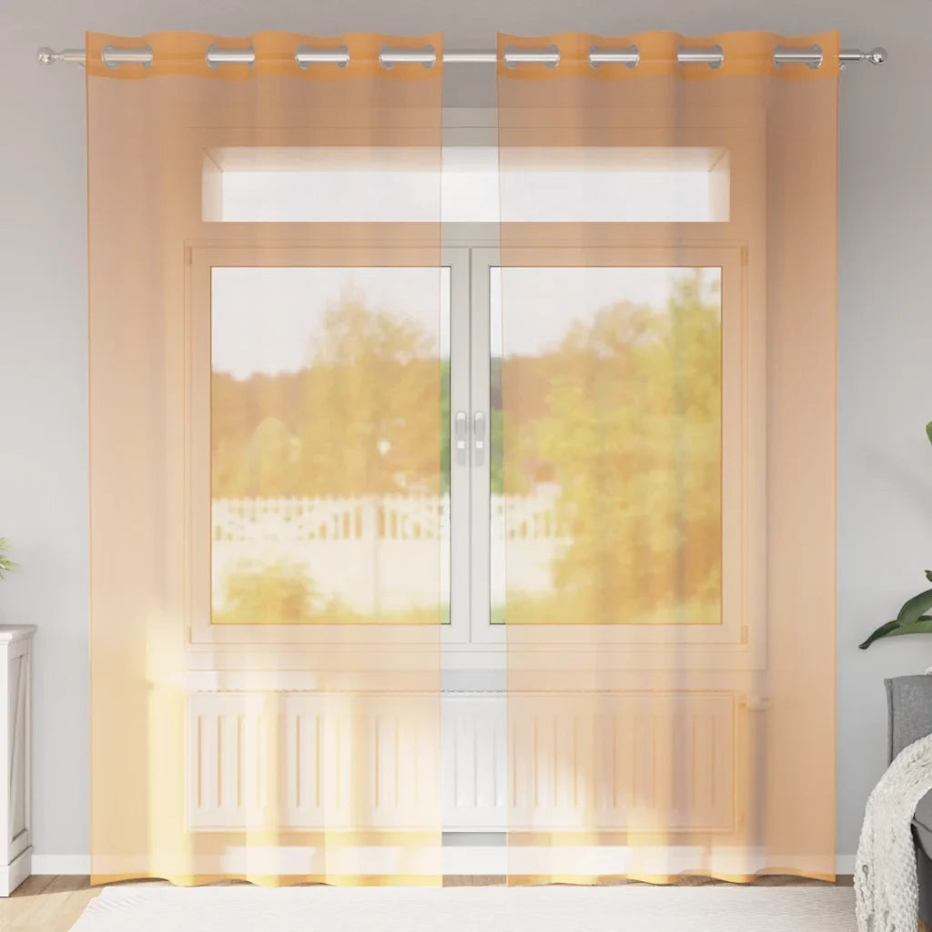 Tende in Voile con Occhielli 2 pz Arancio 140x225 cm 4102091