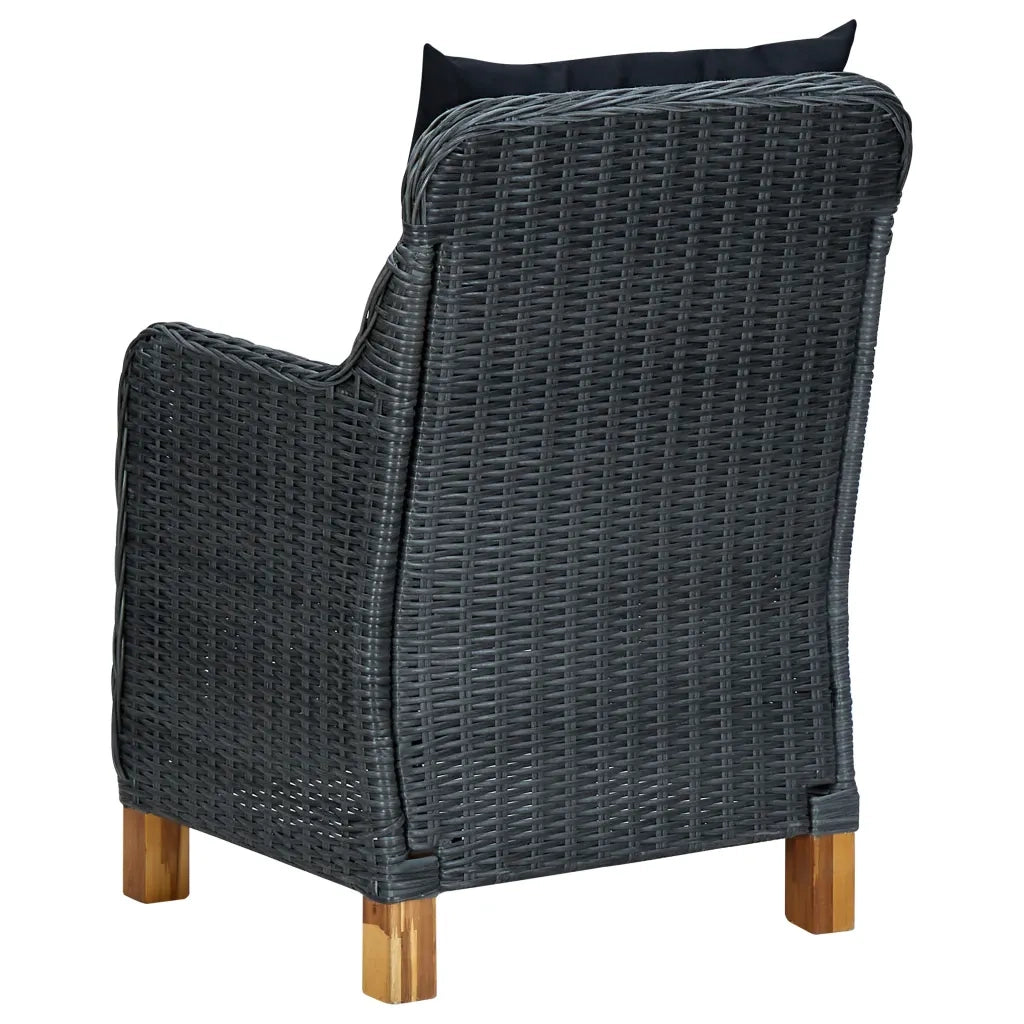 Set da Pranzo da Giardino 9pz e Cuscini Polyrattan Grigio Scuro 3060170