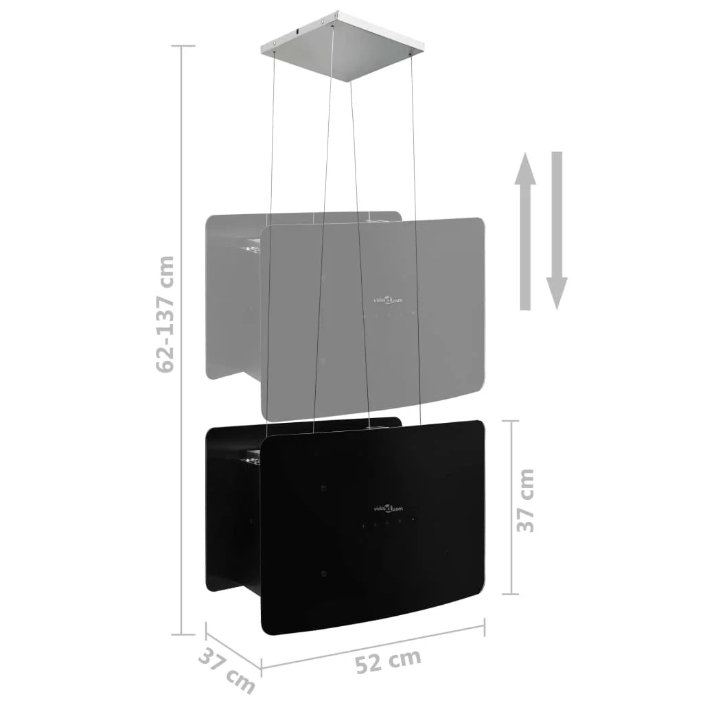 Cappa aspirante sospesa con touchscreen LCD 55 x 37 x (62-137) cm vetro temperato nero 02_0005849