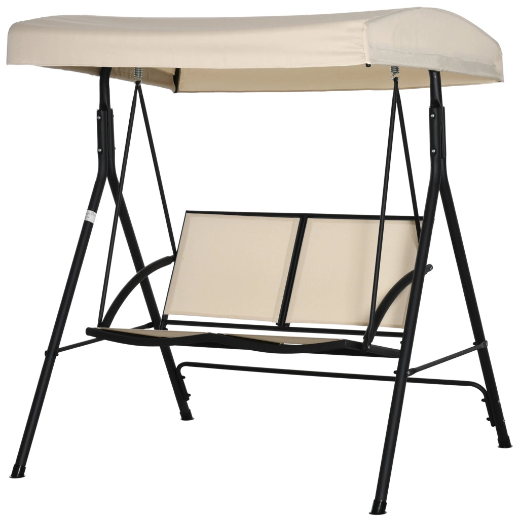 Dondolo 2 Posti da Giardino con Tettuccio ¨C zephmum ¨C Beige 140x118x162 cm