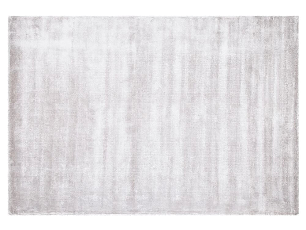 Tappeto in viscosa grigio chiaro 140 x 200 cm a pelo corto capitonné moderno