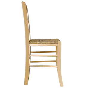 Sedia da cucina Loris in legno naturale con seduta in paglia per casa ristorante