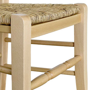 Sedia da cucina Loris in legno naturale con seduta in paglia per casa ristorante