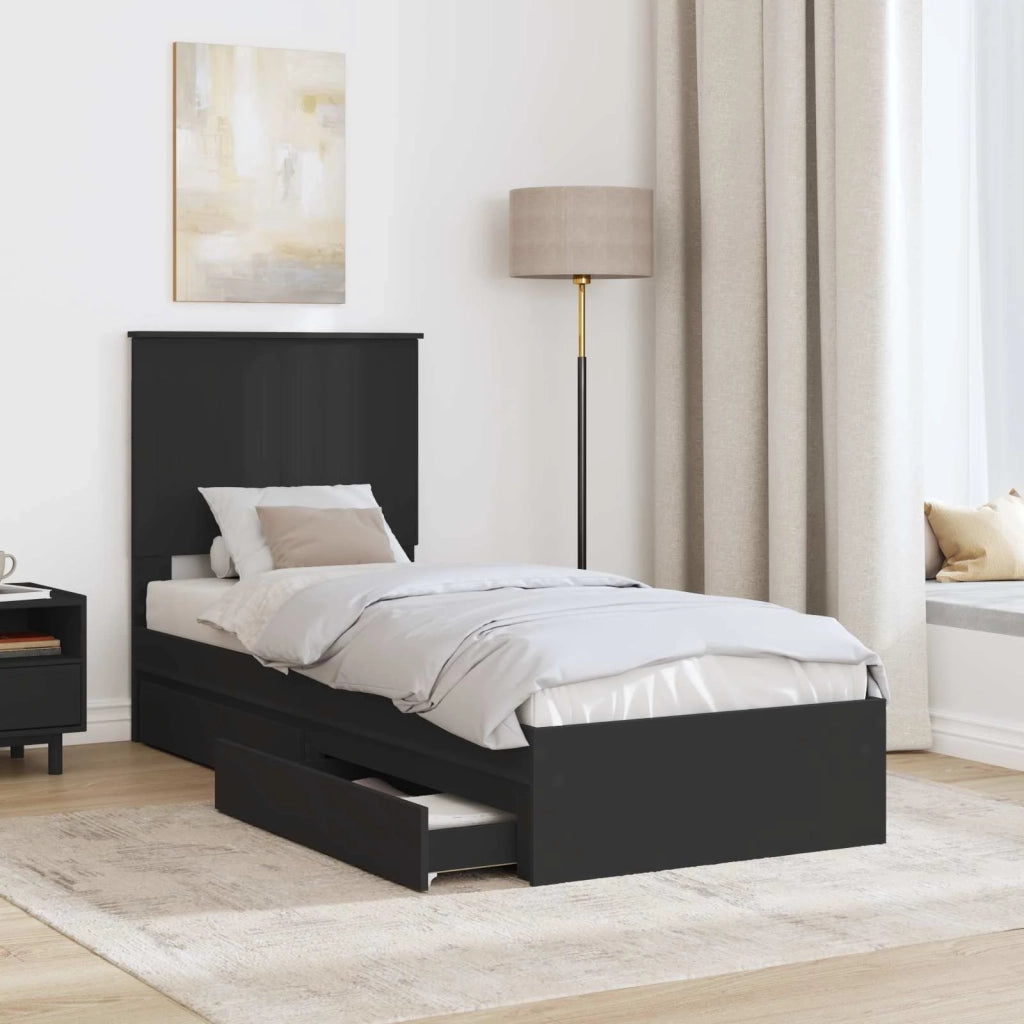 Letto con Contenitore Nero 75 x 190 cm Legno multistrato