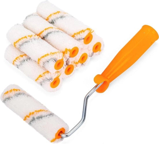 Kit di pennelli a rullo (9 pezzi) con telaio e 8 microveli - Finitura liscia per pareti, soffitti e superfici - Verniciatura e rifinitura.