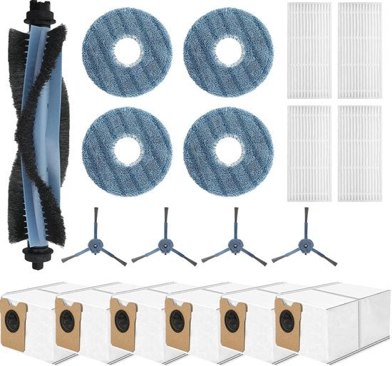 Kit di accessori di sostituzione per aspiratore a rotazione omni - 1 spazzola principale, 4 pad per spazzola, 4 spazzole laterali, 4 filtri HEPA, 6 sacchi per polvere di sostituzione