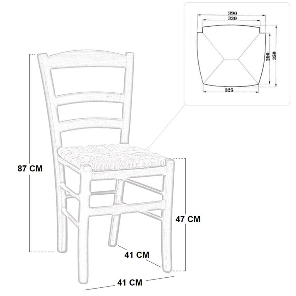 Sedia da pranzo Paesana in legno noce scuro con seduta in paglia cucina casa