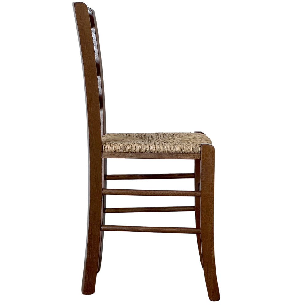Sedia da pranzo Paesana in legno noce scuro con seduta in paglia cucina casa