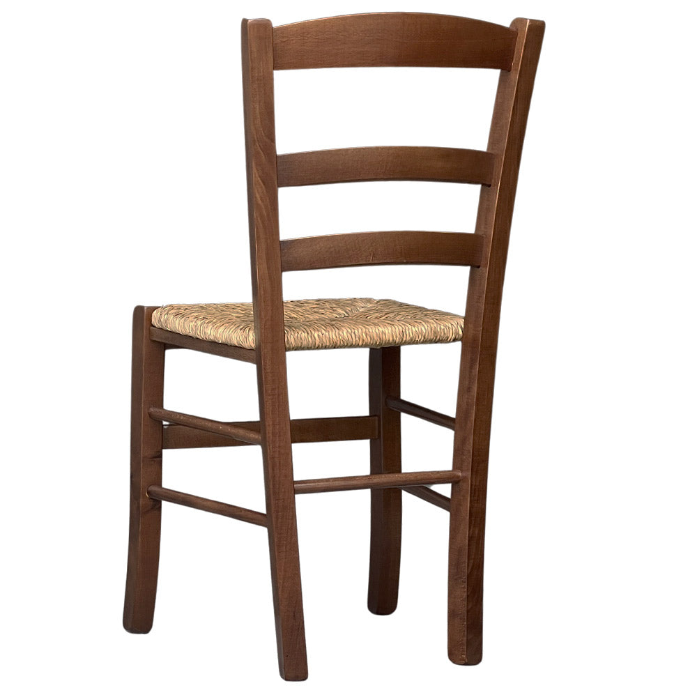 Sedia da pranzo Paesana in legno noce scuro con seduta in paglia cucina casa