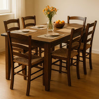 Sedia da pranzo Paesana in legno noce scuro con seduta in paglia cucina casa