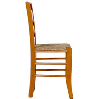 Sedia Paesana in legno color ciliegio con seduta in paglia naturale intrecciata