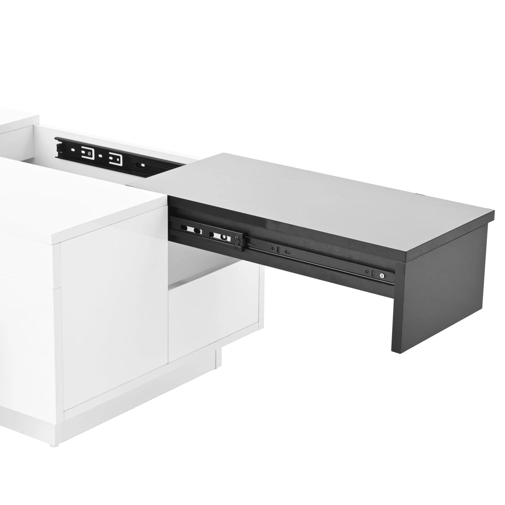 TAVOLINO DA CAFFÈ LED 80x50x35,5 cm Nero/Bianco in MDF