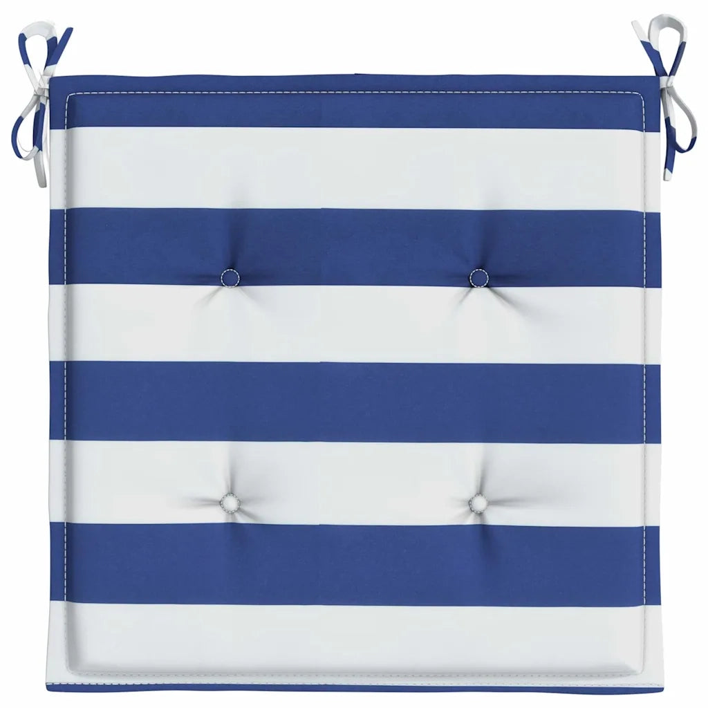 Cuscini per Sedia 2 pz | Cuscini per sedie Strisce Bianche e Blu 50x50x4 cm Tessuto