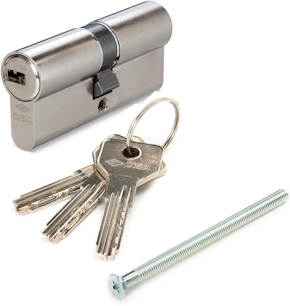 Cilindro europeo Cisa Asix 70-35/35 mm ottone nichelato con 3 chiavi
