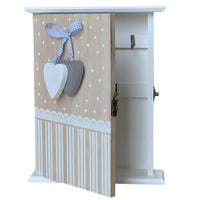 Cassetta portachiavi per casa appendichiavi da parete in legno bianco cuori blu