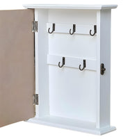 Cassetta portachiavi per casa appendichiavi da parete in legno bianco cuori blu