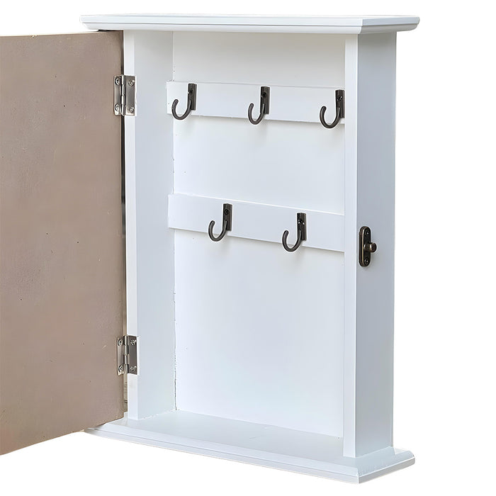 Cassetta portachiavi per casa appendichiavi da parete in legno bianco cuori blu