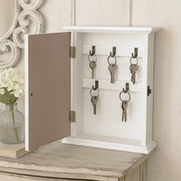 Cassetta portachiavi per casa appendichiavi da parete in legno bianco cuori blu