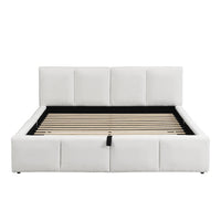 Letto doppio imbottito 180x200cm - Xylo - bouclé beige idraulico