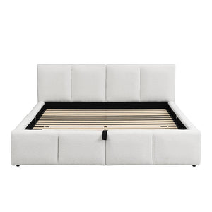 Letto doppio imbottito 180x200cm - Xylo - bouclé beige idraulico
