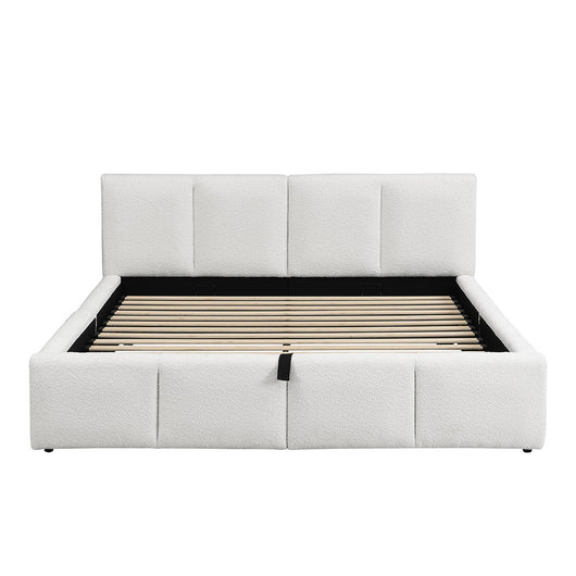 Letto doppio imbottito 180x200cm - Xylo - bouclé beige idraulico