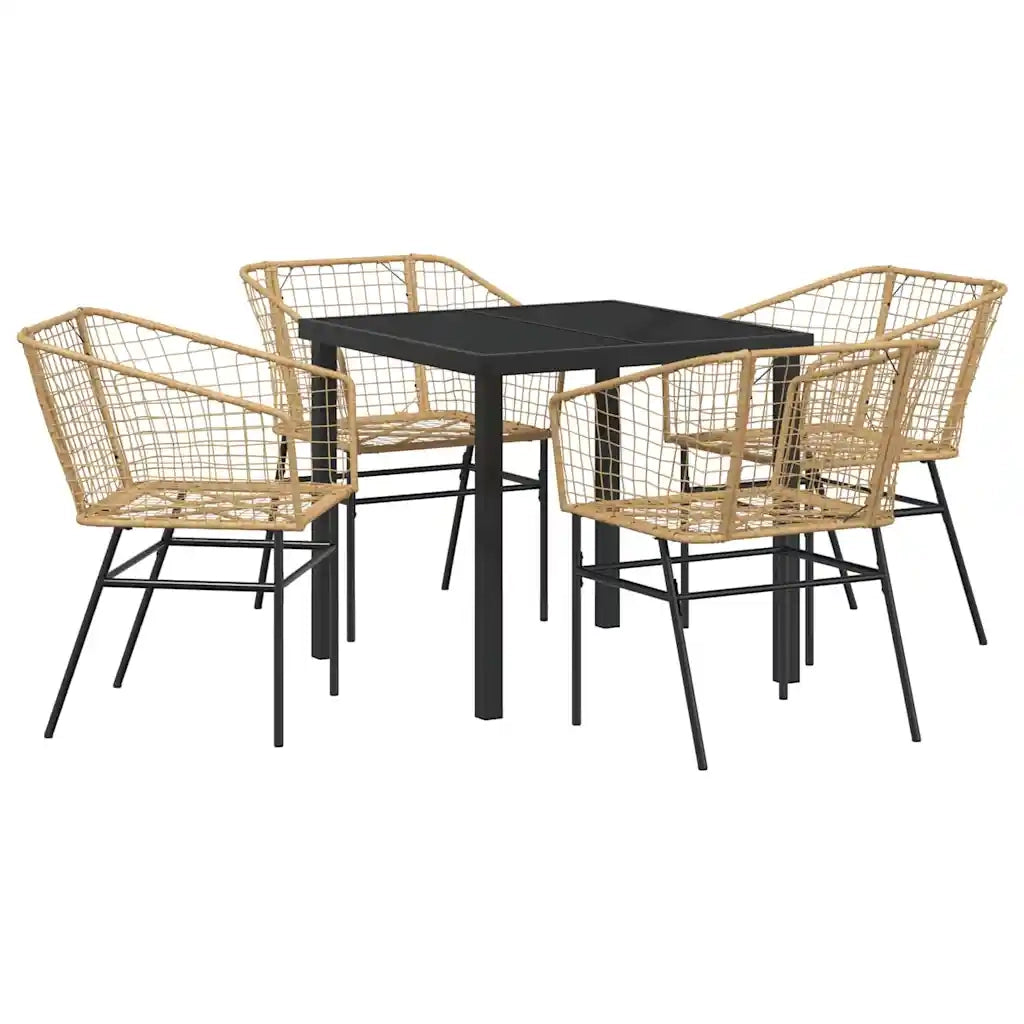 Set da Pranzo per Giardino 5 pcs Marrone polyrattan 3380898