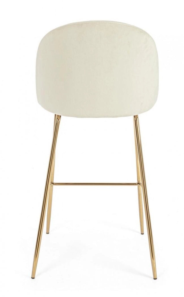 Set 2 Sgabelli 51x55x105 cm in Poliestere Effetto Velluto Bianco