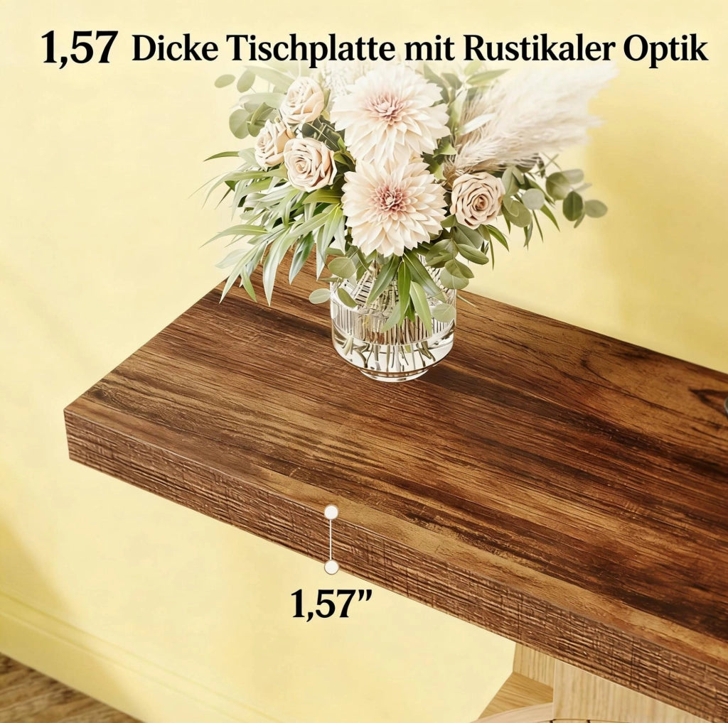 Tavolo consolle stretto in legno marrone stile rustico
