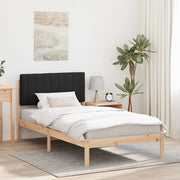 Letto con Testiera Rivestita Nero 100 x 200 cm Pino massello