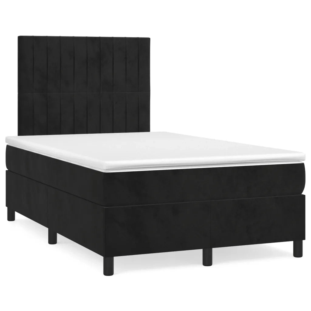 Giroletto a Molle con Materasso Nero 120x190 cm in Velluto