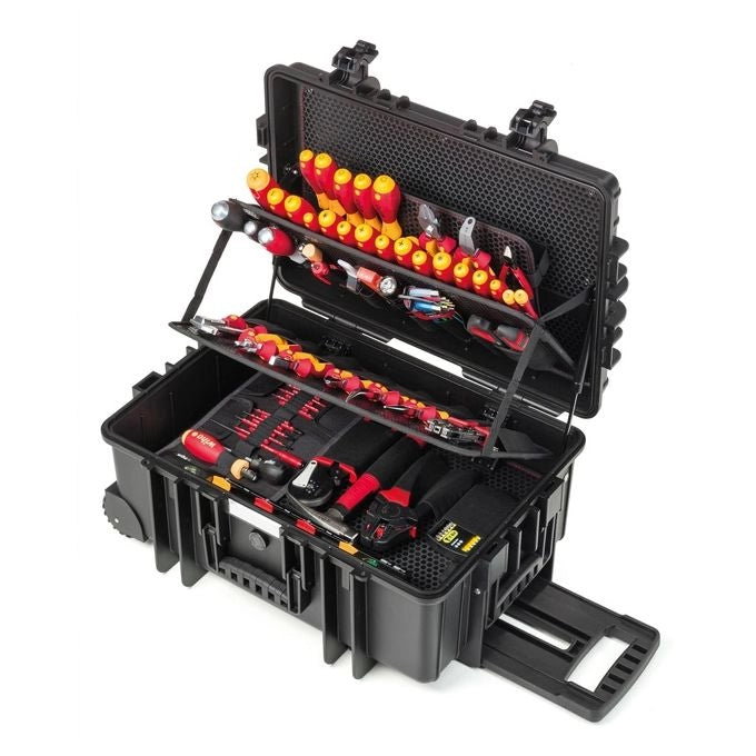 Wiha 9300704 Competence XXL II Set Attrezzi per Elettricista 115 pz VDE Isolati 1000 V AC con Valigetta in Plastica Robusta e Ammortizzatori a Gas colore Nero